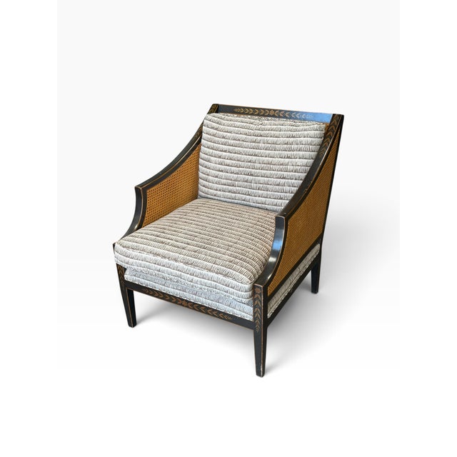 Dessin Fournir Dessin Fournir Chinoiserie Decorated Double Cane Directoire Club Chair For Sale - Image 4 of 6