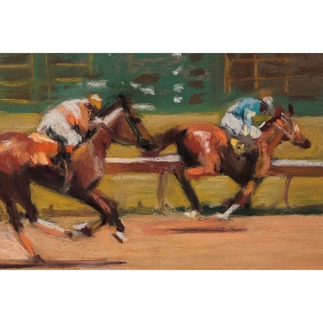 Easy Rider by Ginger Lecher | Pastel of horses racing on a track For Sale