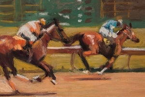 Easy Rider by Ginger Lecher | Pastel of horses racing on a track