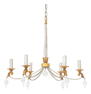 Modern Art Glass Silvered and Giltwood Chandelier