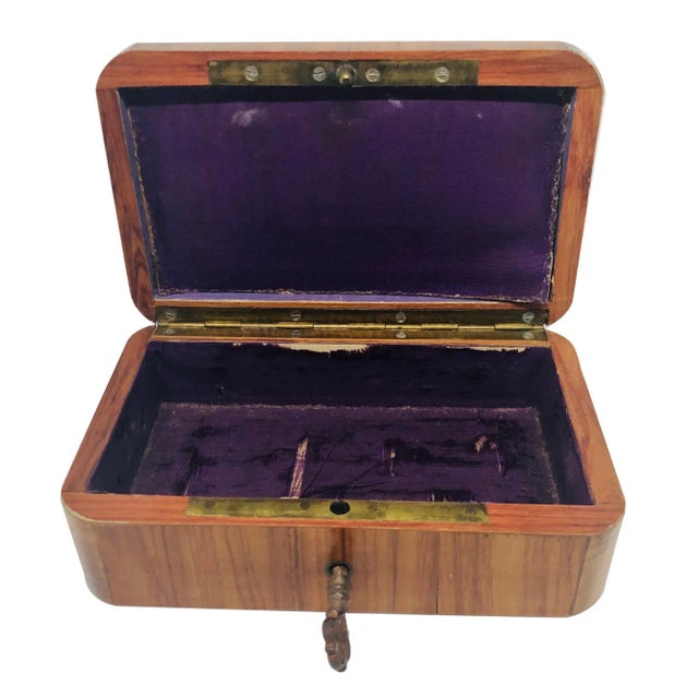 French 19th C. Kingwood Jewel Box With Key For Sale - Image 4 of 5