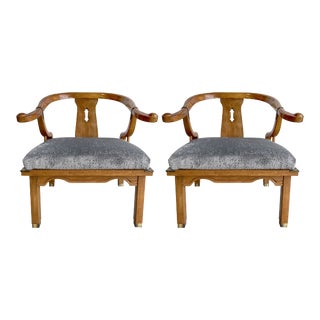 James Mont Mid-Century Modern Ming Chairs for Century in Bouclé- a Pair For Sale