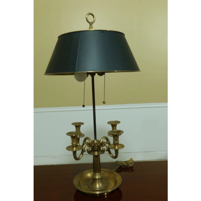 Large Tole Shade Brass Table Lamp For Sale - Image 11 of 11