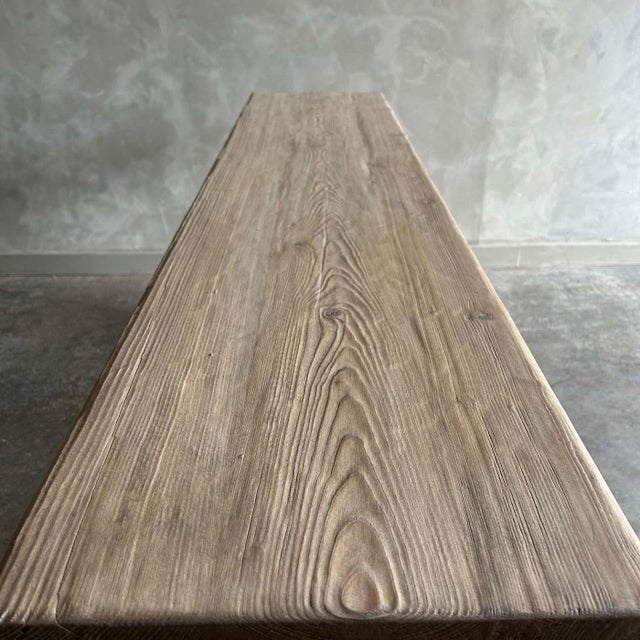 Wood Reclaimed Natural Elm Wood Sofa Table For Sale - Image 7 of 7