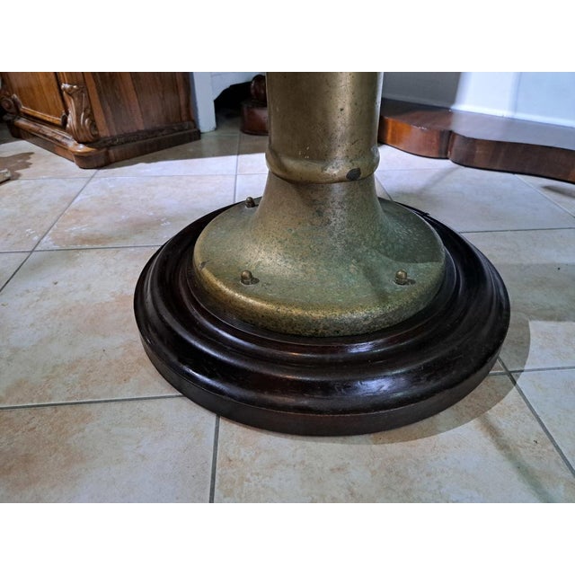 Metal Nautical Table with Brass Base and Glass Top For Sale - Image 7 of 8