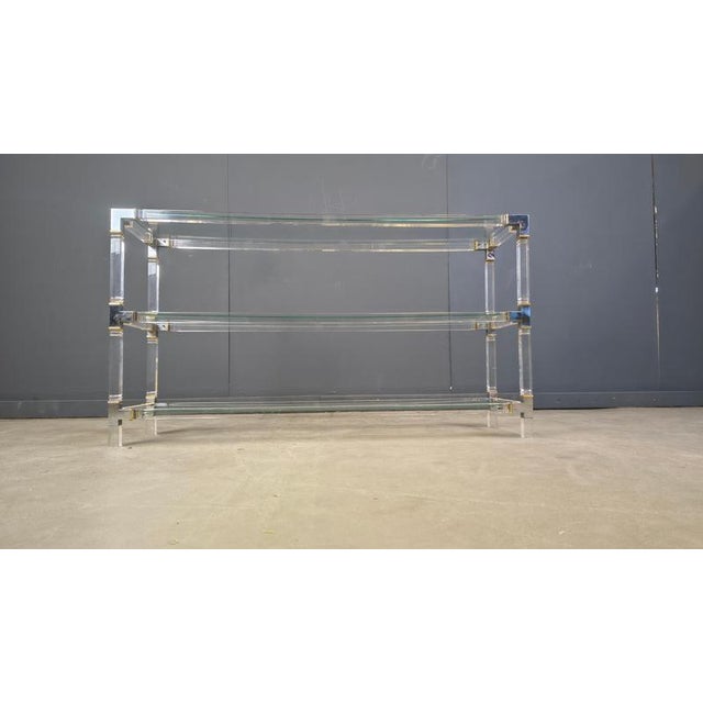 Chrome and Acrylc Glass Console Table, 1970s For Sale - Image 9 of 14