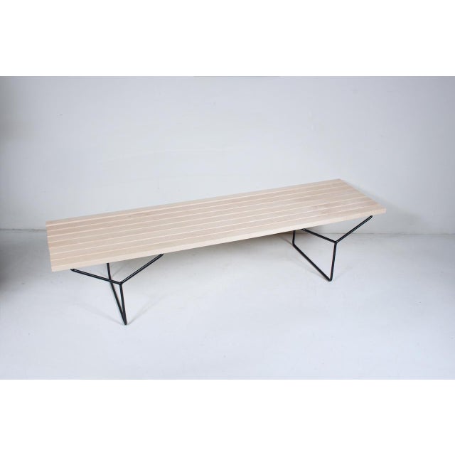 Mid-Century Modern Attributed to Harry Bertoia for Knoll Birch & Black Iron Bench / Coffee Table C. 1970 For Sale - Image 3 of 18