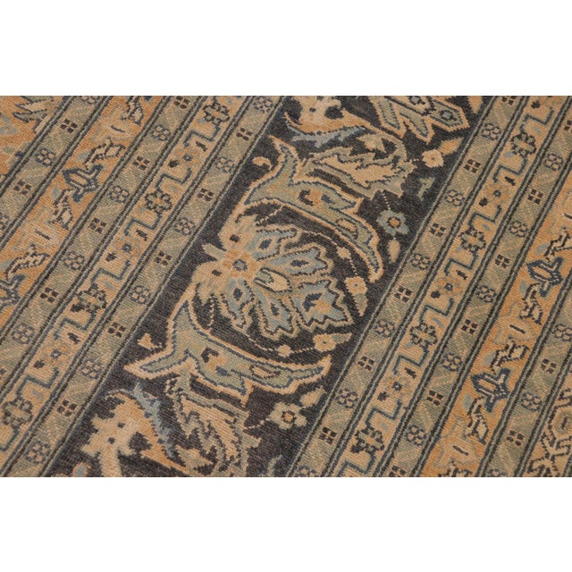 Shabby Chic Nude/Dark Green Wool Rug - 9'2'' X 12'0'' For Sale In New York - Image 6 of 10