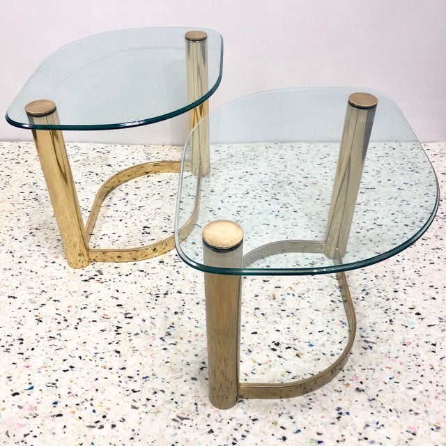 Pace Collection Brass & Glass Side Tables a Pair Chairish