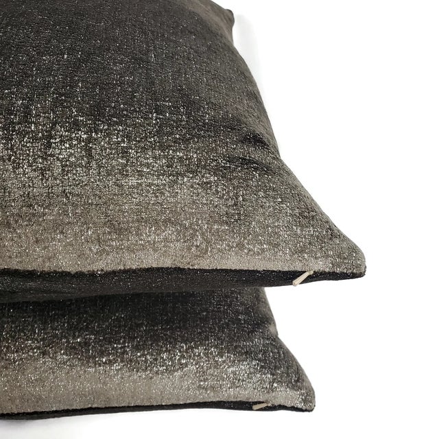 Dedar Splendido Splendente in Taupe Lamina Argento Pillow Cover - 20" X 20" Brown Plush Velvet With Taupe Silver Foil Cushion Case For Sale In Portland, OR - Image 6 of 6