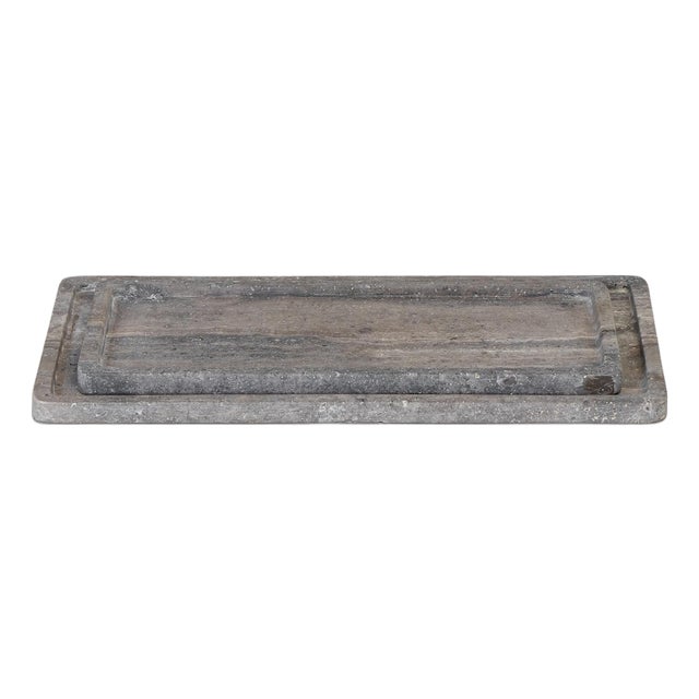 Sutton Travertine Tray Set, Grey For Sale