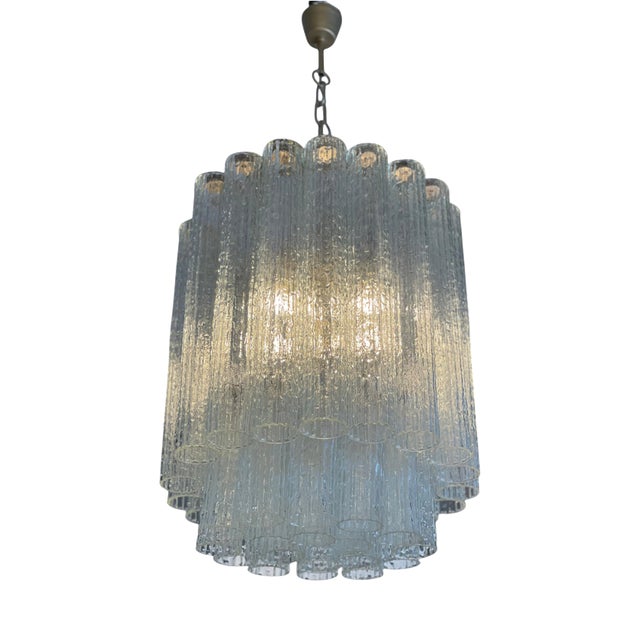 Tronchi Chandelier in Murano Glass with Brass Frame by Venini, 1960s For Sale