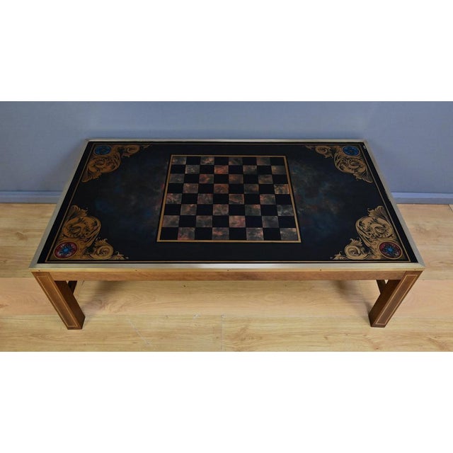 Large 20th Century Mahogany Chessboard Coffee Table in the style of Jansen For Sale - Image 5 of 16
