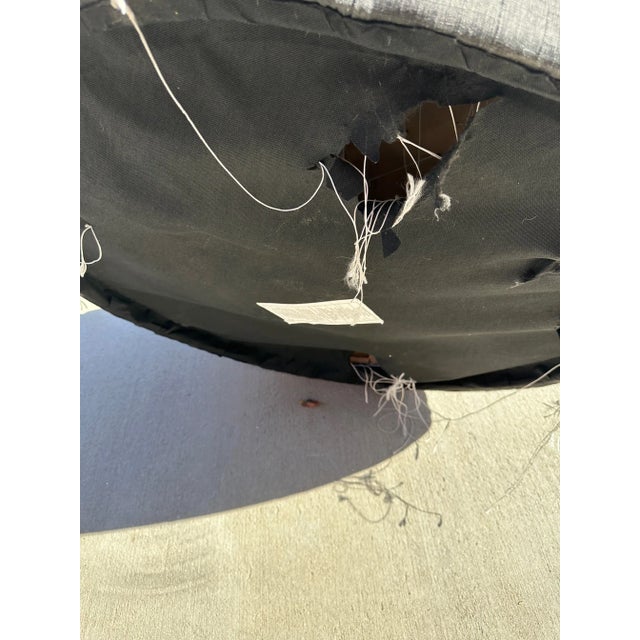 Wood Gray Tufted Round Ottoman/Coffee Table For Sale - Image 7 of 7