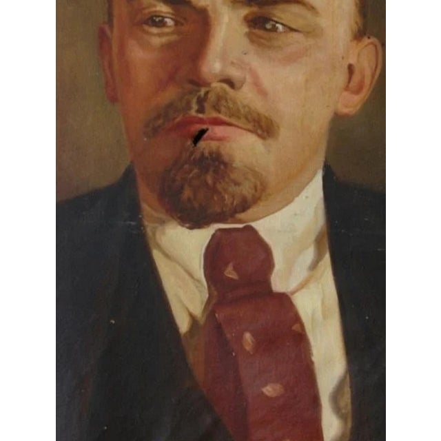 Lenin Portrait Painting, Original Soviet Socialist Realism Art, 1970s 130-100 For Sale - Image 6 of 6