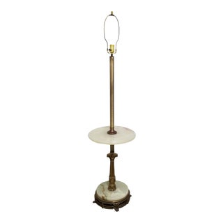 Early 20th Century Onyx Floor Lamp With Table For Sale