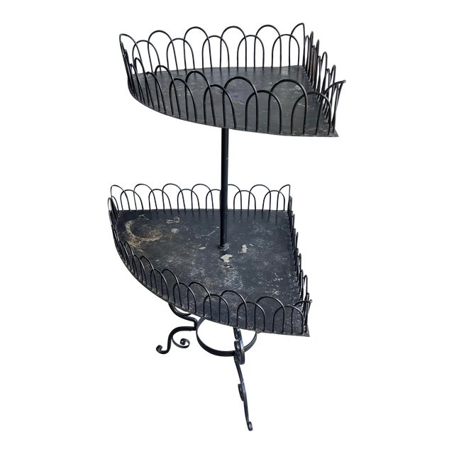 Victorian Wrought Iron Two Tiered Corner Planter For Sale