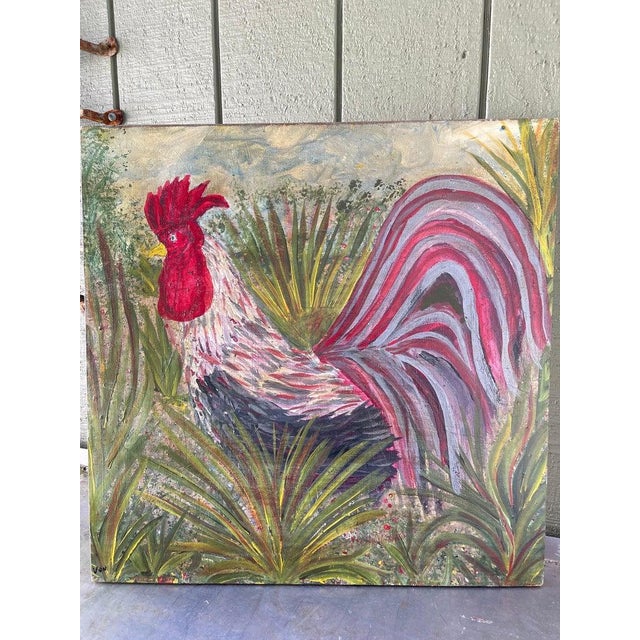 Realism Large Square Impasto Rooster Painting For Sale - Image 3 of 12
