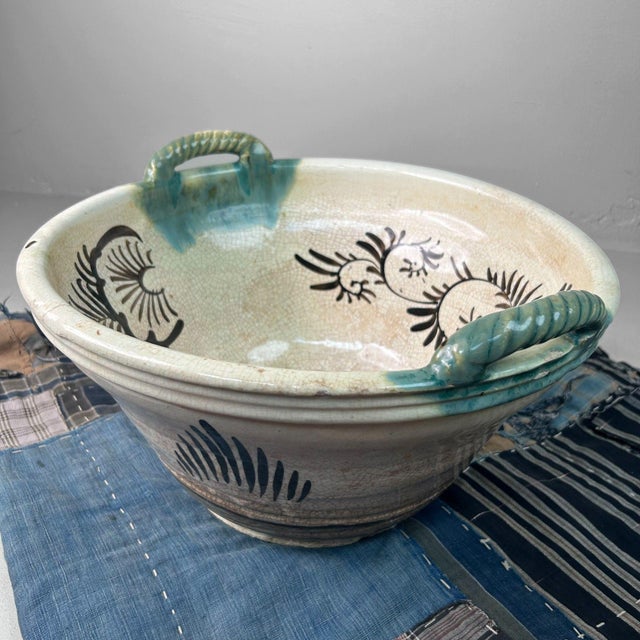 Antique Japanese Ceramic Seto Oribe Bowl, 1900s For Sale - Image 4 of 18