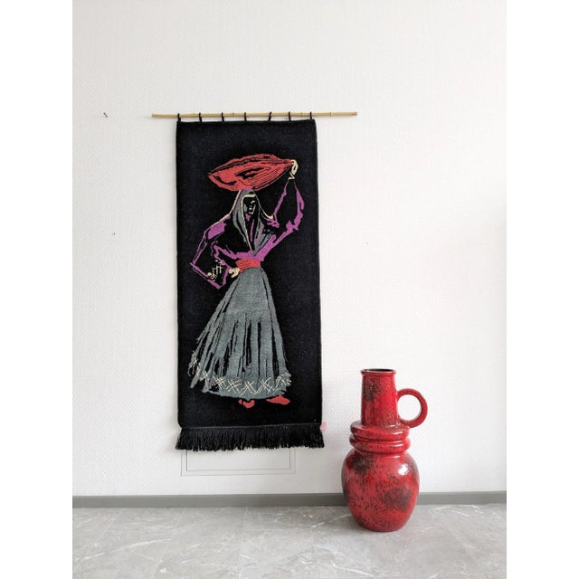 Black Mid-Century Large Tapestry Wall Hanging, 1960s For Sale - Image 8 of 11