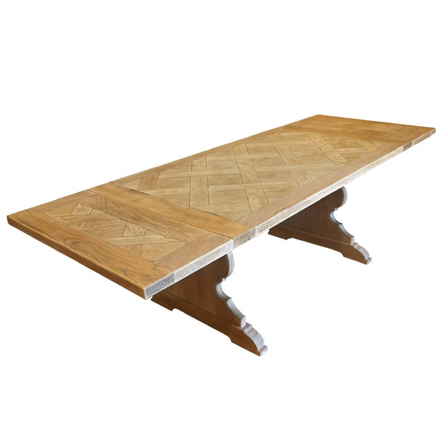 Mid 20th Century Vintage Oak Trestle Dining Table For Sale - Image 5 of 10