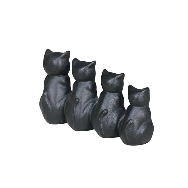 Vintage Cast Iron Four Black Cats Silhouette Doorstop Paperweight. Dimensions: 9.5" x 2.25" x 5.25" (W x D x H)