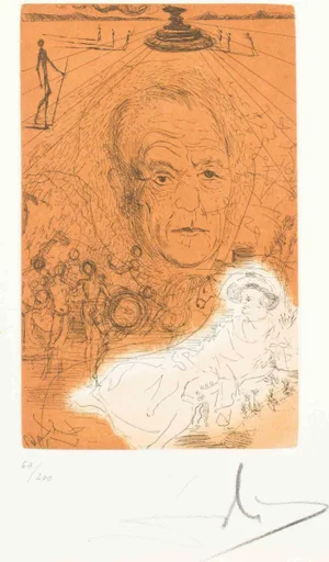 Salvador Dali, Homage to Konrad Adenauer, Lithograph, 1960s