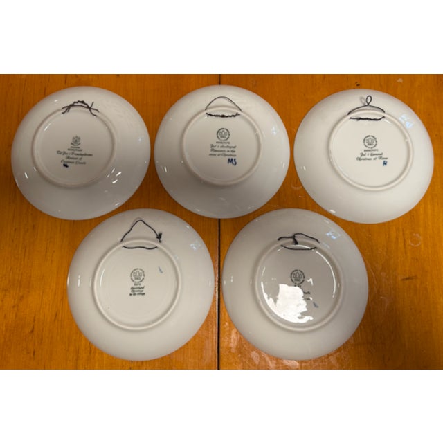 Farmhouse B & G Vintage Blue & White Christmas Plates (5) For Sale - Image 3 of 14