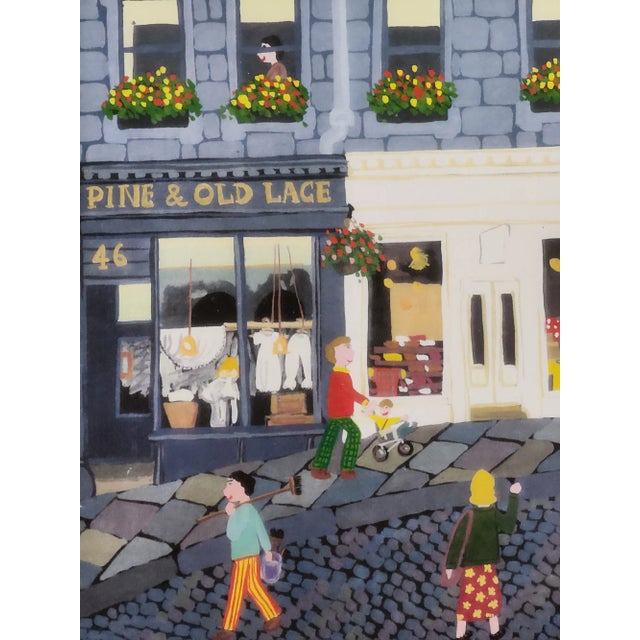 Victoria Street Framed Gouache Giclee Print Painting Signed by Artist Lynn Hanley Wall Art For Sale In New York - Image 6 of 17