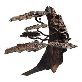 Mid 20th Century Handmade Copper Bonsai Tree Sculpture For Sale