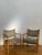 Pair of Mid-Century Scandinavian Modern Beech Lounge Chairs in Striped Upholstery For Sale - Image 9 of 17
