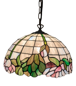 Pendant Light with Floral Pattern in the style of Tiffany