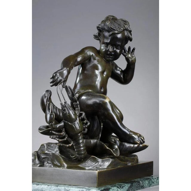 Bronze Sculpture, Child Pinched by a Crayfish in the style of Jean-Baptiste Pigalle For Sale - Image 4 of 18