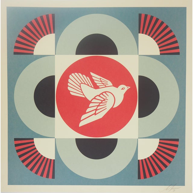 Shepard Fairey, Geometric Dove Blue, Lithograph For Sale