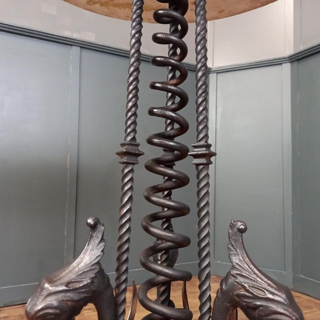 Wrought-Iron Table with Marble Top For Sale - Image 5 of 14