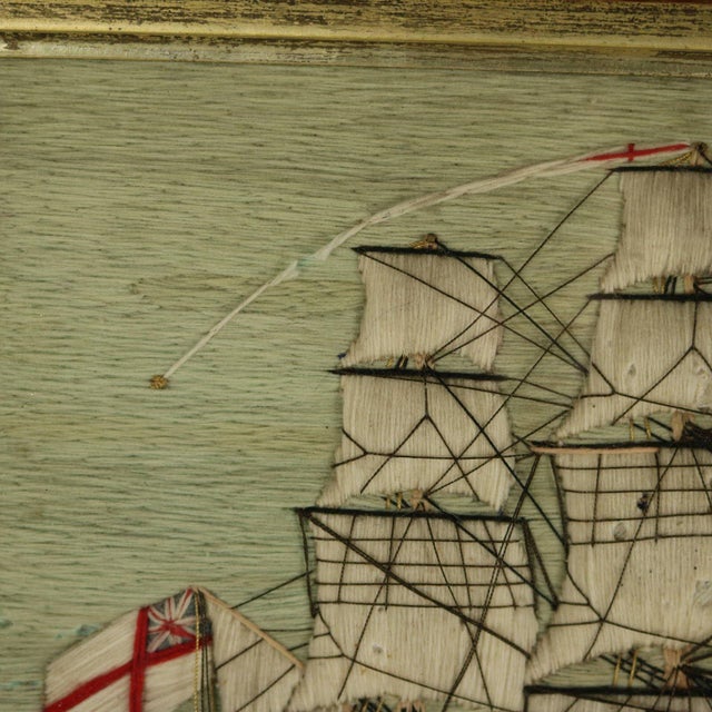 Antique Woolie Sailor's Woolwork Embroidery of a Ship For Sale - Image 12 of 12