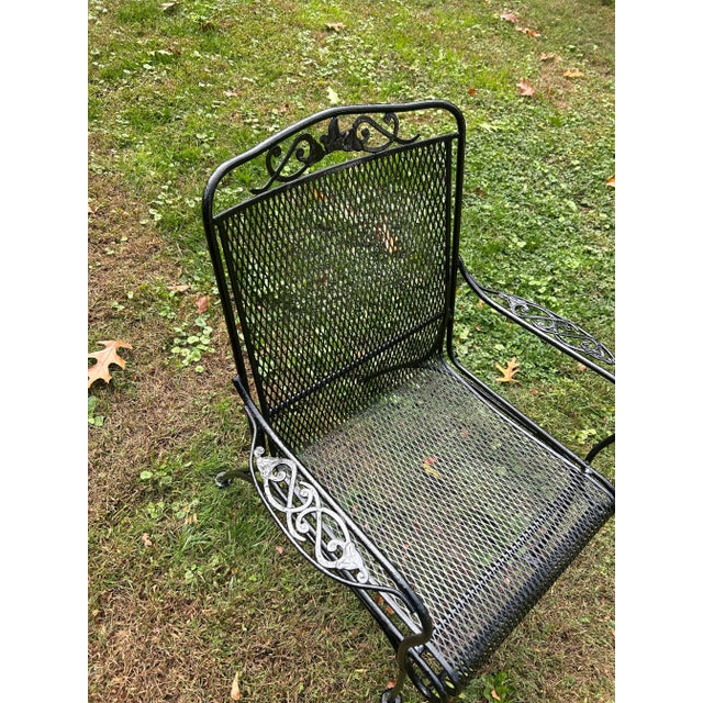 Russell Woodard Beautiful Wrought Iron Woodard Table and 4 Decorative Chairs, Attributed For Sale - Image 4 of 7