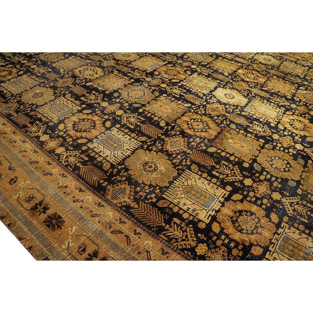 Textile Wonderful Navy Blue Color With Small Medallions and Geometric Design Antique Agra Rug For Sale - Image 7 of 7