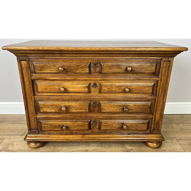 Vintage French Oak Chest of 4 Drawers For Sale - Image 3 of 13