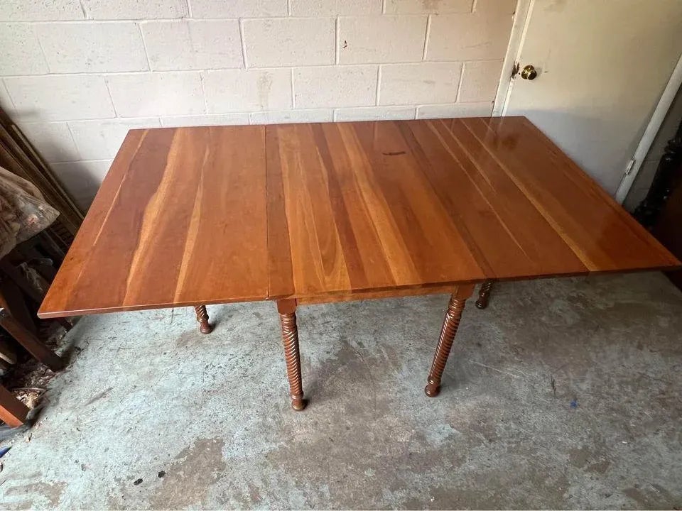 Mid 20th Century Vintage Solid Cherry Barely Twisted Leg Drop-Leaf