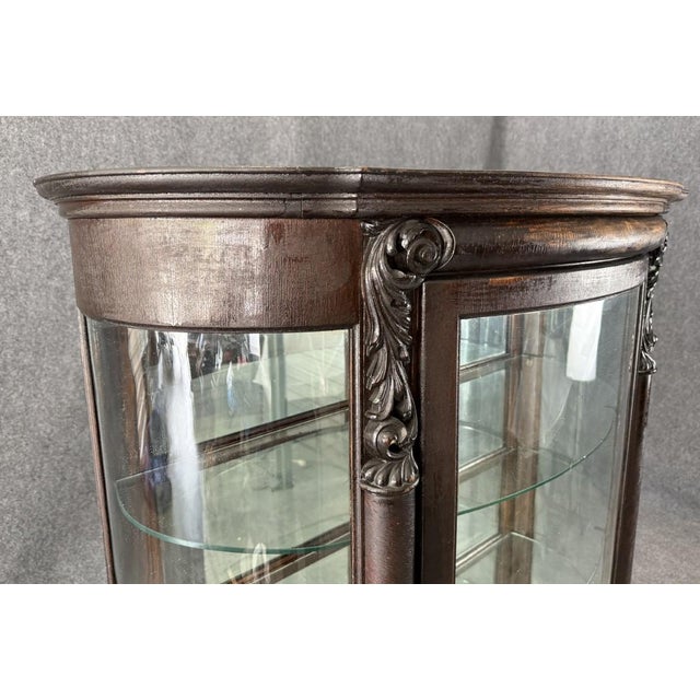 Wood Early 1900s Curio Cabinet With Paw Feet For Sale - Image 7 of 14