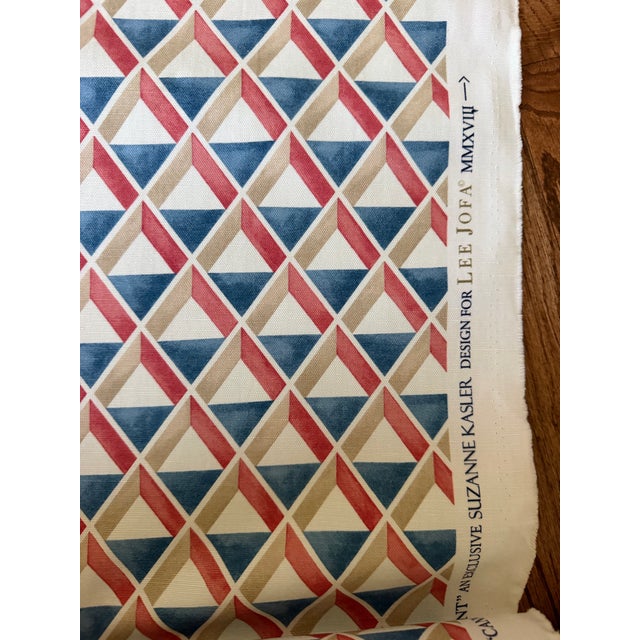 Lee Jofa X Suzanne Kasler Cannes Print Fabric / Red/Blue 6 Yards Cotton Linen Blend Fabric For Sale In Raleigh - Image 6 of 6