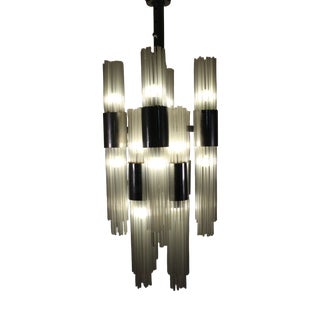 Chandelier with Glass Rods and Steel Structure, 1970 For Sale