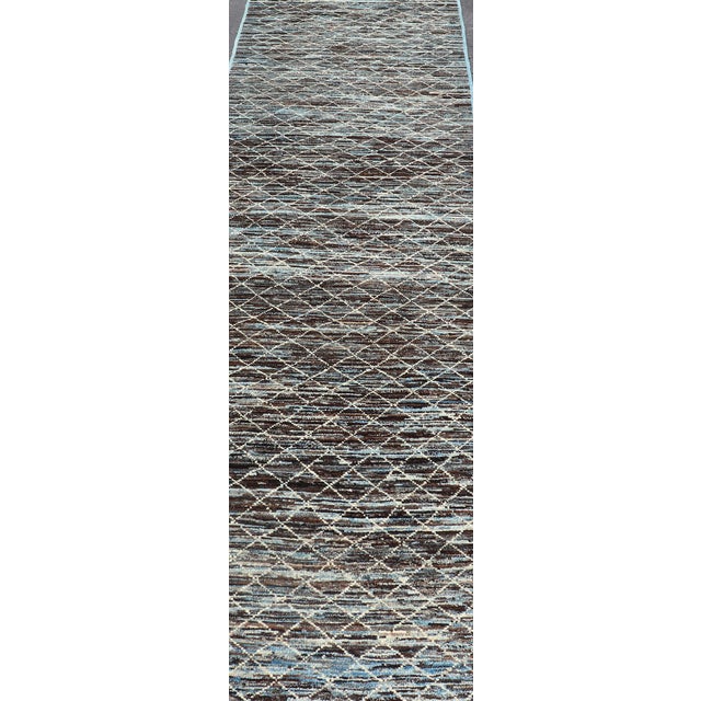 Textile Modern Afghanistan Runner in Natural Tones With Subdued Design 3 X 12'8 For Sale - Image 7 of 11
