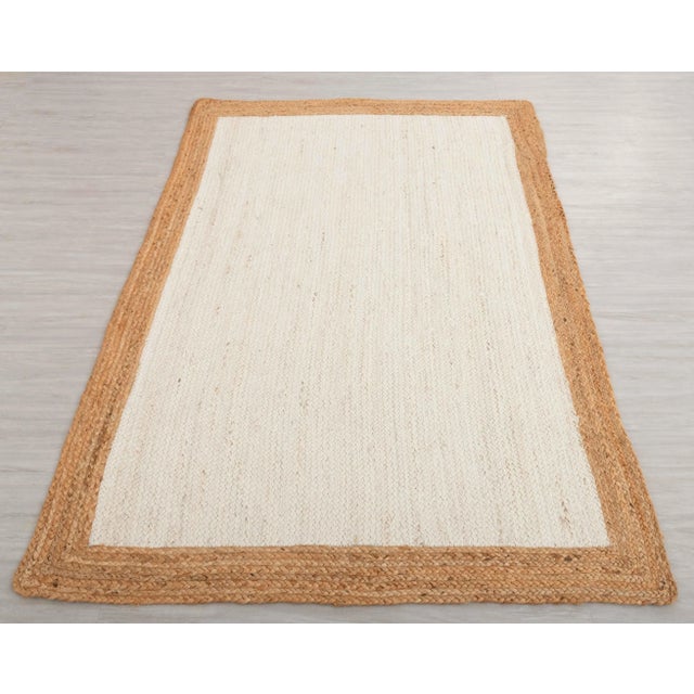 Natural Gold With White Jute Handwoven Boho Area Rug 10x12 Ft. For Sale - Image 6 of 11