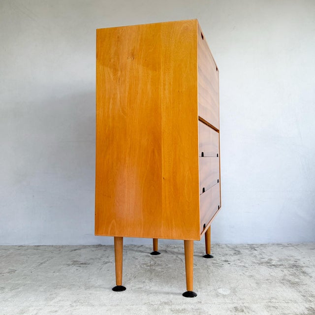 Wood Beech Bureau with Fall-Front Desk by Robin and Lucienne Day for Hille Hilleplan, 1950s For Sale - Image 7 of 15
