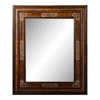 A Beautifully Inlaid French Mirror Done in Burled Elm With Mother of Pearl Inlay C 1910. For Sale
