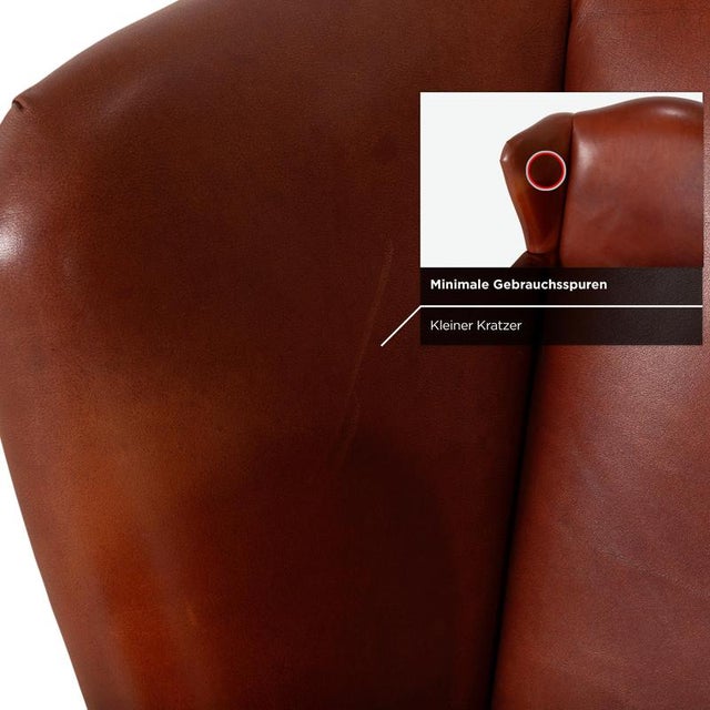 Animal Skin Vintage Chesterfield Cognac Leather Armchair For Sale - Image 7 of 14