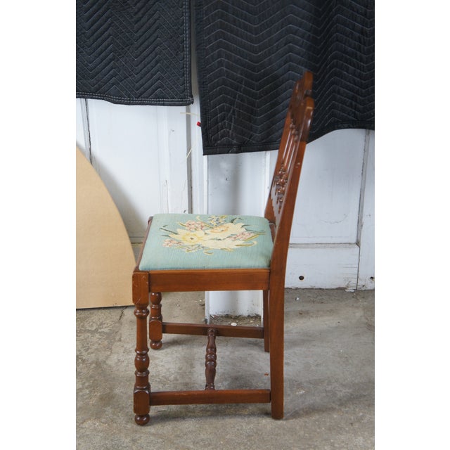 Antique Early 20th Century Michigan Chair Company Walnut Side Chair Embroidered Seat For Sale - Image 10 of 12