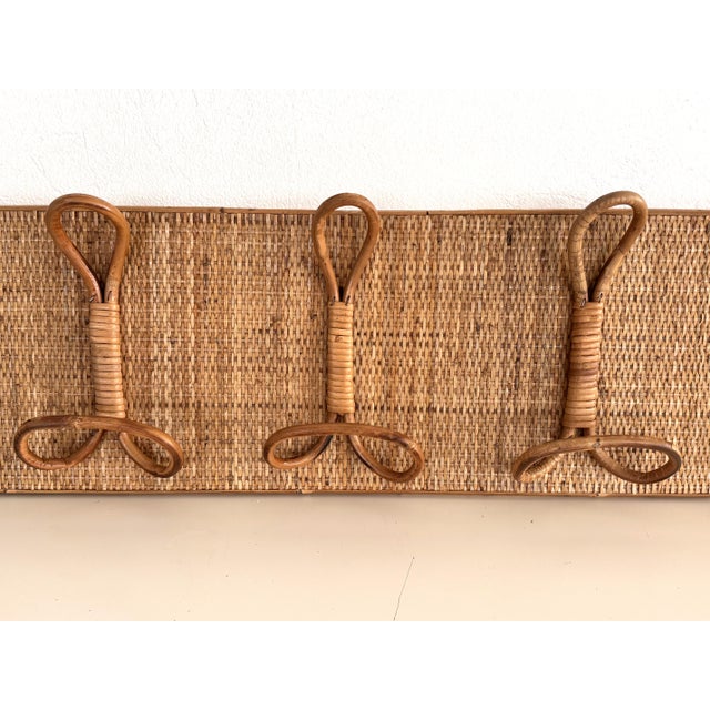 Wood Italian Riviera Coat Hanger Rack in Bamboo and Rattan from Vivai Del Sud, 1970s For Sale - Image 7 of 11